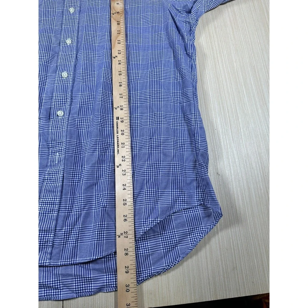 Polo Ralph Lauren Shirt Men Medium Blue White Plaid Cotton Long Sleeve Button-Up